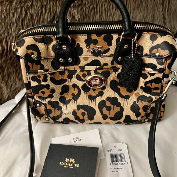 👑✅PRICE FIRM✅NO OFFERS 👑COACH Leopard Ocelot Satchel Wild Beast Cross Body Bag - Picture 12 of 16